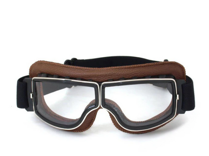 Luke - Retro Chic Vegan Leder Motorradbrille für Herbst in Unisex Surplus