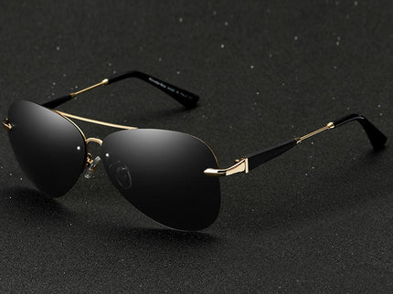 Alec - Stylische schwarze polarisierte Piloten-Sonnenbrille für Männer