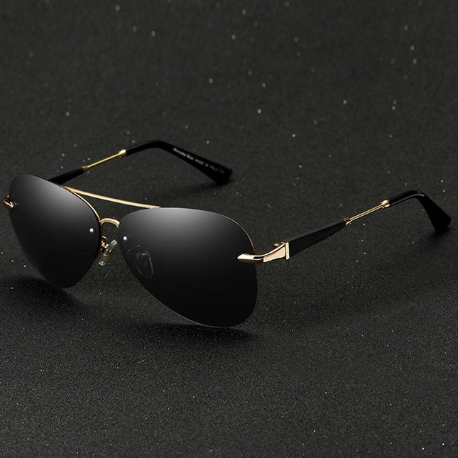 Alec - Stylische schwarze polarisierte Piloten-Sonnenbrille für Männer