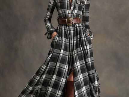 Giulietta – Maxikleid mit Karomuster und Gürtel