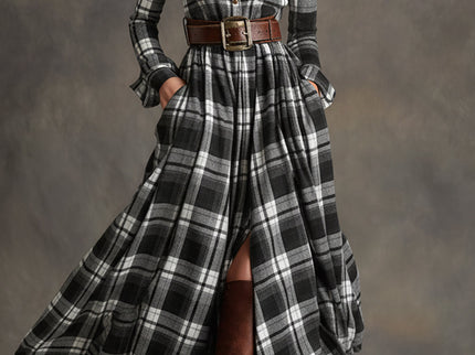 Giulietta – Maxikleid mit Karomuster und Gürtel