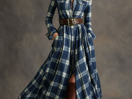 Giulietta – Maxikleid mit Karomuster und Gürtel
