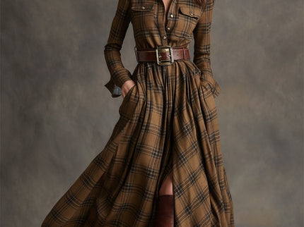 Giulietta – Maxikleid mit Karomuster und Gürtel