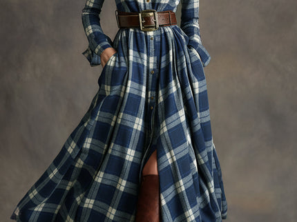 Giulietta – Maxikleid mit Karomuster und Gürtel