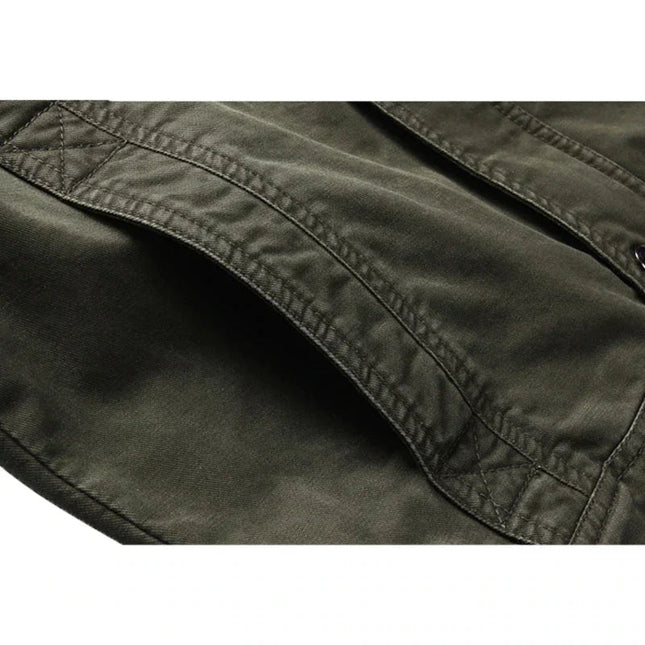 Herren Freizeitjacke im Military-Stil mit Stehkragen und Taschen