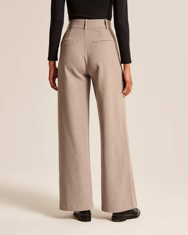 Elegante High-Waist Wide-Leg Hose in Sand mit zeitlosem Business-Look