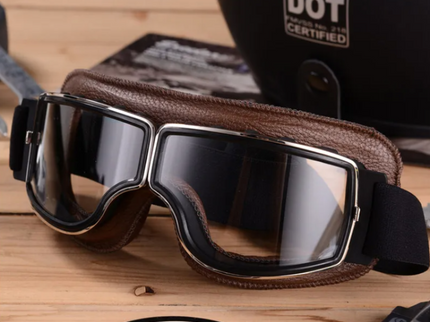 Luke - Retro Chic Vegan Leder Motorradbrille für Herbst in Unisex Surplus