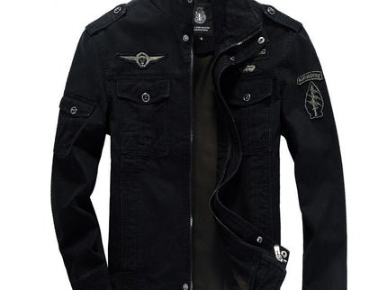 Herren Freizeitjacke im Military-Stil mit Stehkragen und Taschen