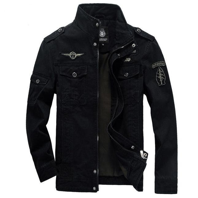 Herren Freizeitjacke im Military-Stil mit Stehkragen und Taschen