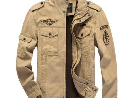 Herren Freizeitjacke im Military-Stil mit Stehkragen und Taschen