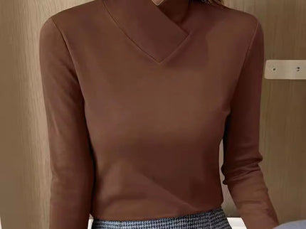 Elegantes Langarm Damenoberteil mit Stehkragen | Chic & Figurschmeichelnd