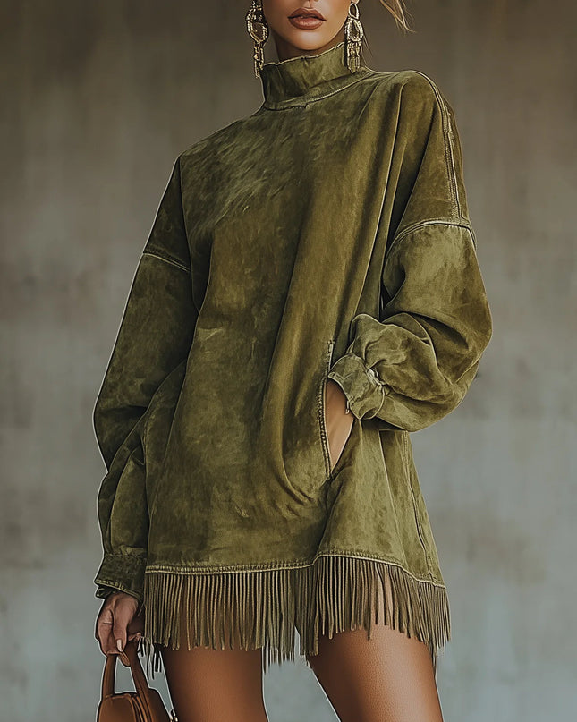 Darcie | Tunika-Kleid aus Wildleder mit Fransen