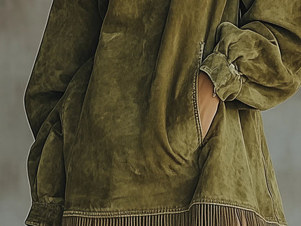 Janine™ - Langärmeliges Minikleid mit Fransen