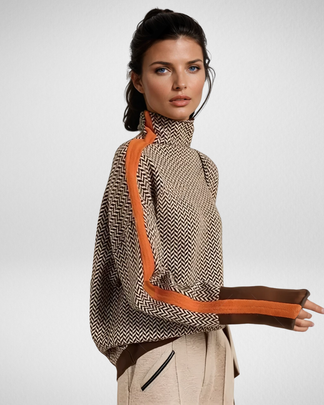 Helena | Rollkragenpullover mit kontrastierenden Streifen