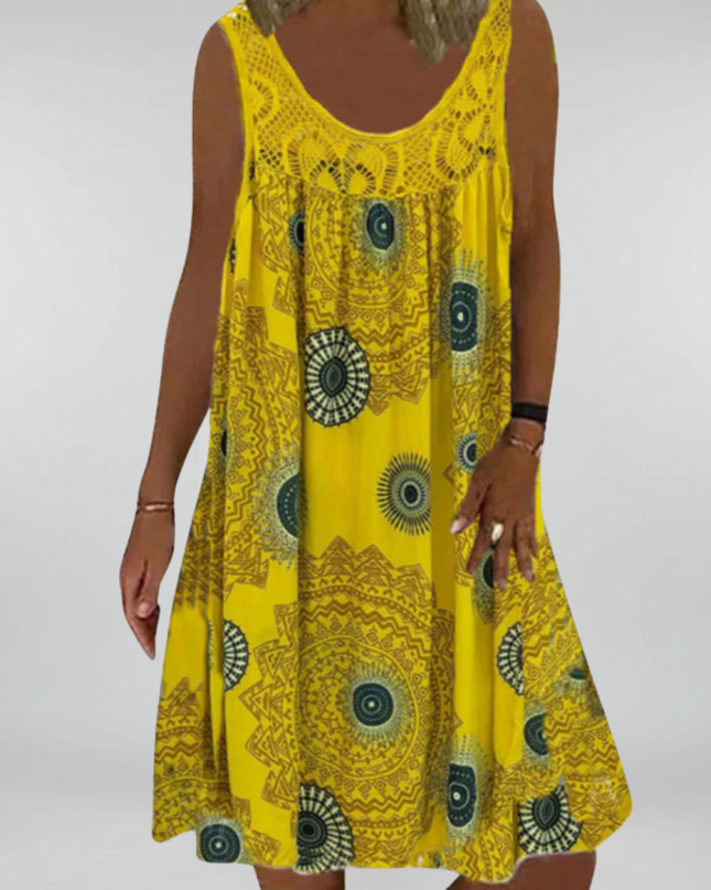 Breezia™ – Sommerliches Ärmelloses Kleid mit Print und Spitzendetails für Damen