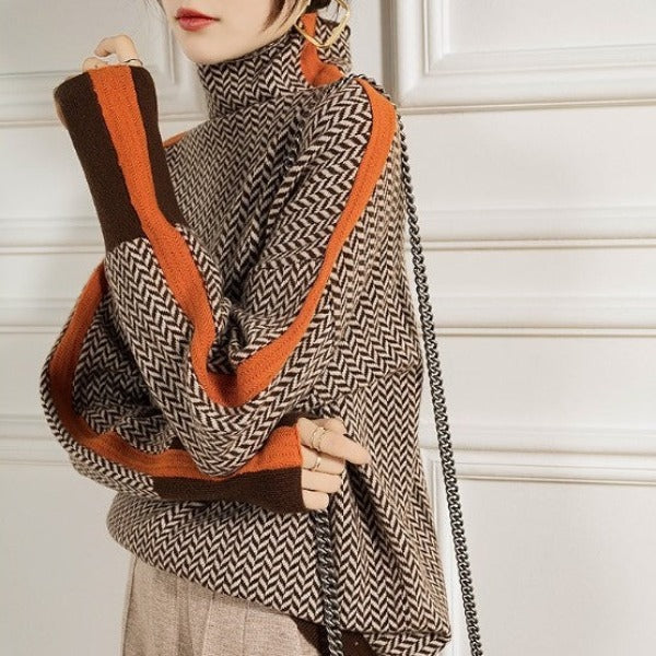 Helena | Rollkragenpullover mit kontrastierenden Streifen