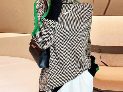 Helena | Rollkragenpullover mit kontrastierenden Streifen