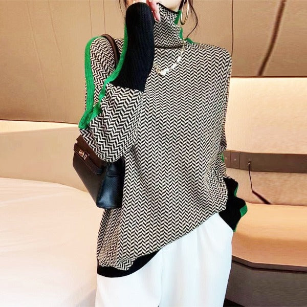 Helena | Rollkragenpullover mit kontrastierenden Streifen