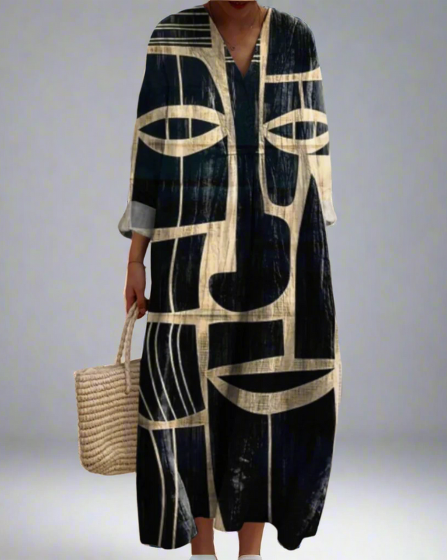 Lorna™ - Tribal-inspiriertes künstlerisches Midi-Kleid