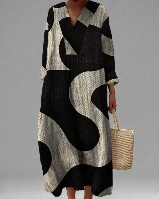 Claudine™ - Abstraktes Fließendes Maxikleid