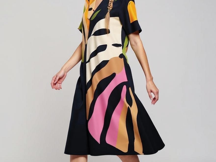 Leafara™ - Lockeres Kleid mit farbenfrohem Blattmuster