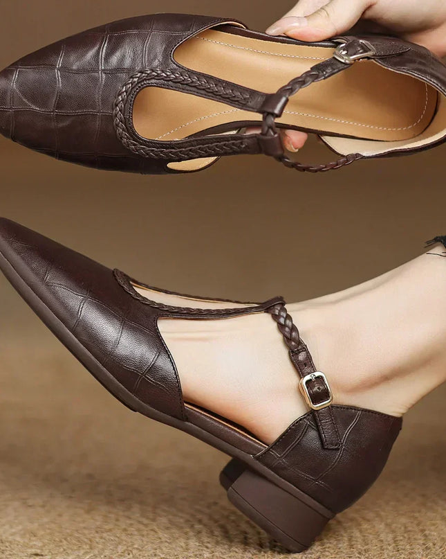 Astrid – Klassischer Lederschuh mit geflochtenem T-Riemen