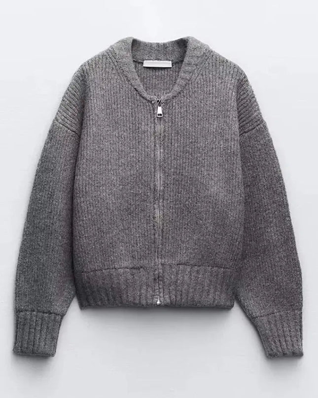 Mia | Strickjacke mit Langarm und Reißverschluss