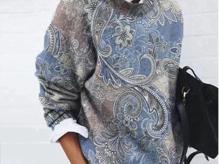 Olive - Stylischer geblümter Pullover für einen eleganten Look