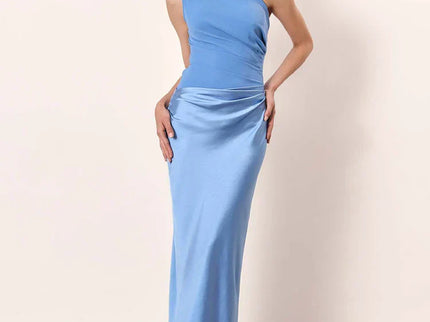 Amber™ – Ein Schulter Satin Maxikleid