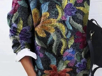 Olive - Stylischer geblümter Pullover für einen eleganten Look