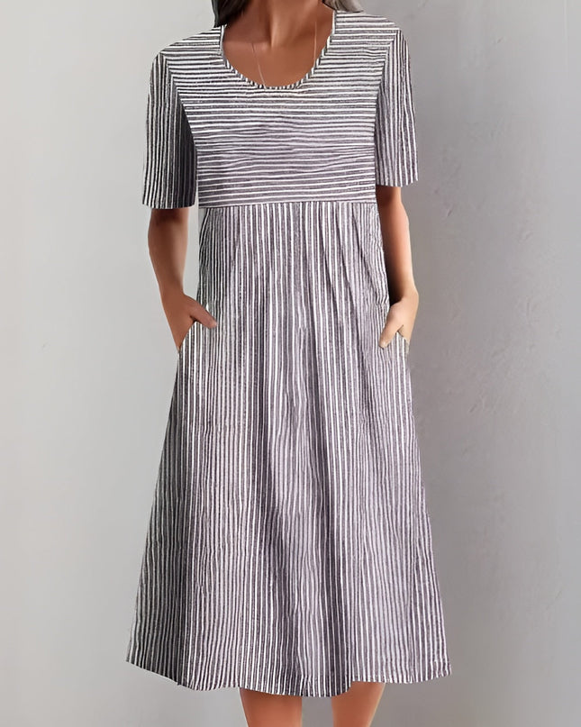 Aquelle™ - Elegantes Gestreiftes Midikleid mit Meeresinspirierter Note