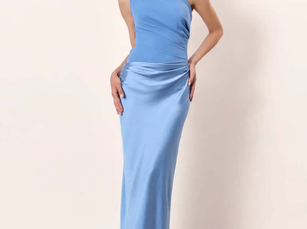 Amber™ – Ein Schulter Satin Maxikleid
