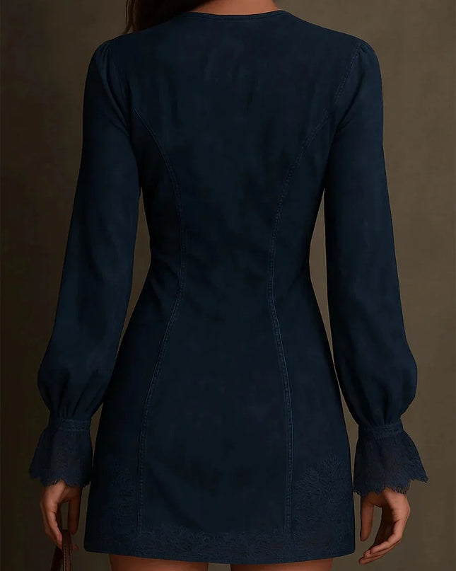 Gina™ – Kurzes Kleid aus Wildleder mit Spitze – Feminin & Saffiniert