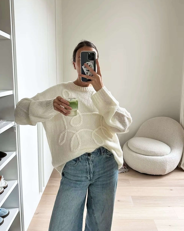 Damen Strickpullover – Oversize Pullover mit Strickmuster für stilvolle Outfits