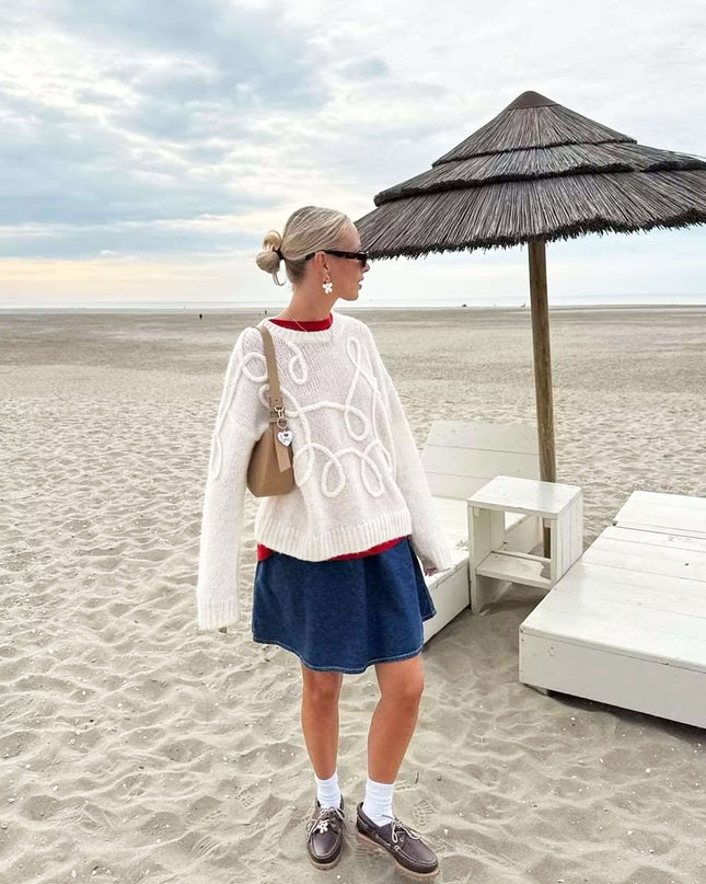 Damen Strickpullover – Oversize Pullover mit Strickmuster für stilvolle Outfits