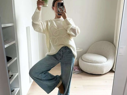 Damen Strickpullover – Oversize Pullover mit Strickmuster für stilvolle Outfits