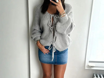 Rahel | Weiche Strickjacke mit Schleife