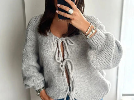 Rahel | Weiche Strickjacke mit Schleife