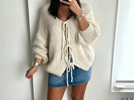 Rahel | Weiche Strickjacke mit Schleife