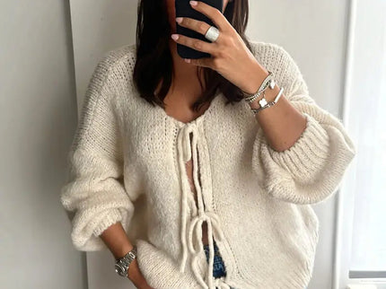 Rahel | Weiche Strickjacke mit Schleife