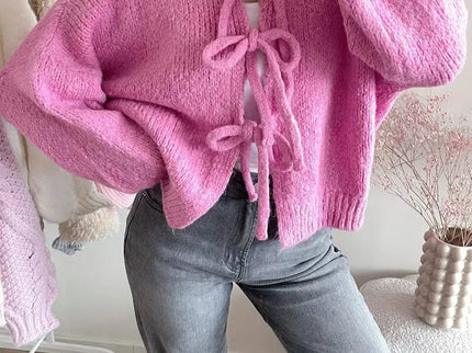 Rahel | Weiche Strickjacke mit Schleife