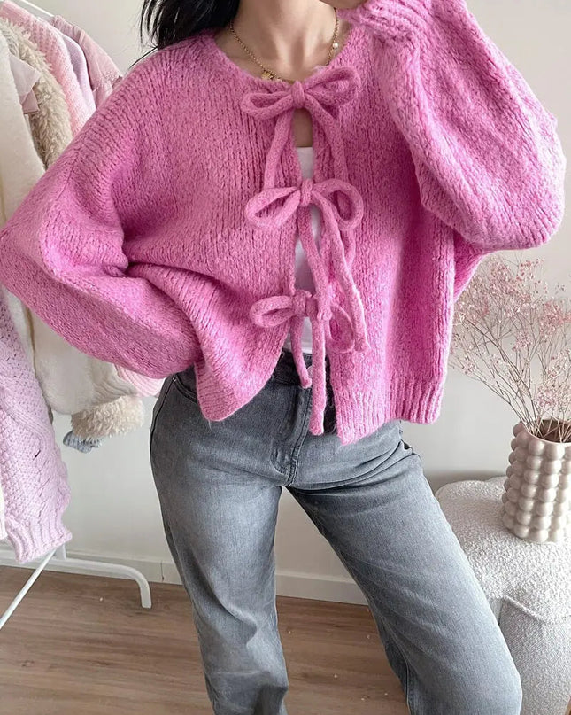 Rahel | Weiche Strickjacke mit Schleife