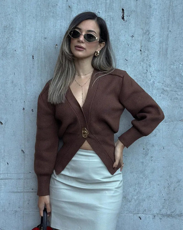 Norina | Strickcardigan mit auffälligem Knopf