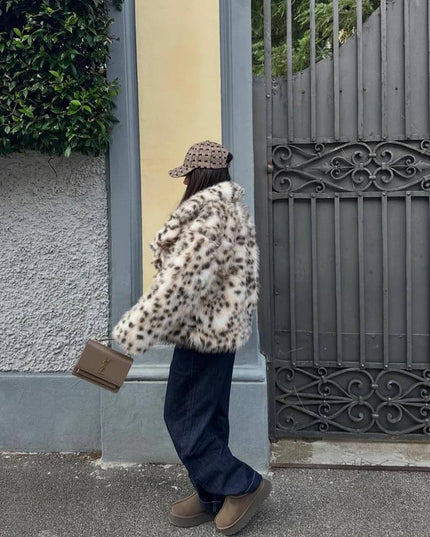 Audrey™ - Pelzjacke mit Leopardenmuster