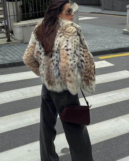 Audrey™ - Pelzjacke mit Leopardenmuster