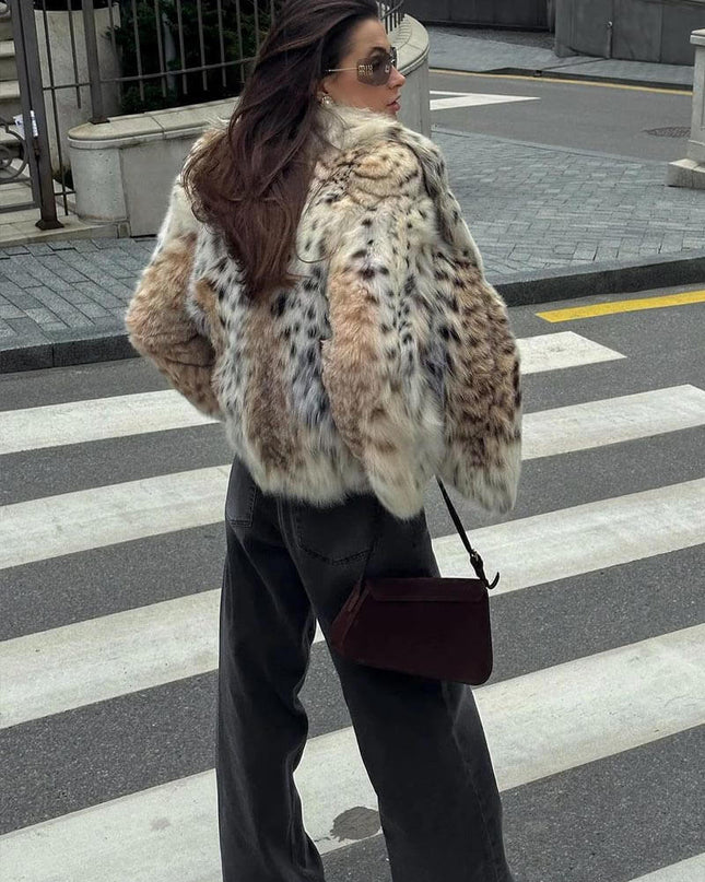 Audrey™ - Pelzjacke mit Leopardenmuster