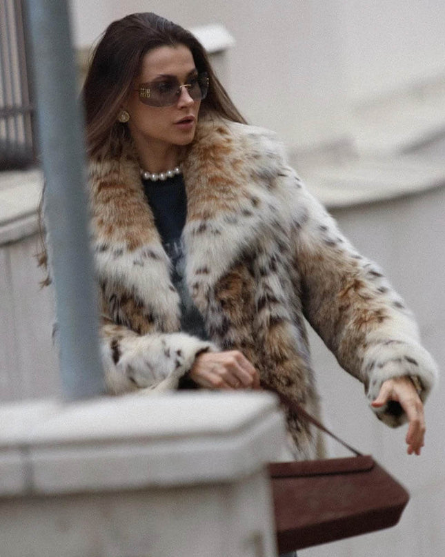 Audrey™ - Pelzjacke mit Leopardenmuster