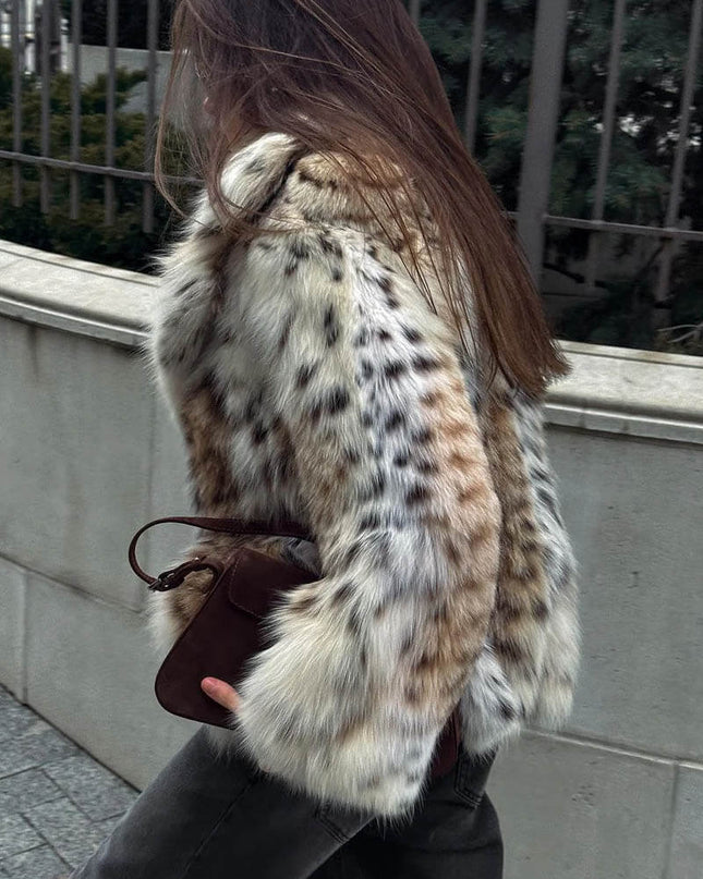 Audrey™ - Pelzjacke mit Leopardenmuster