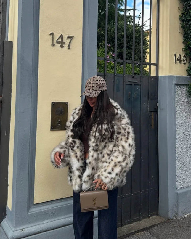 Audrey™ - Pelzjacke mit Leopardenmuster
