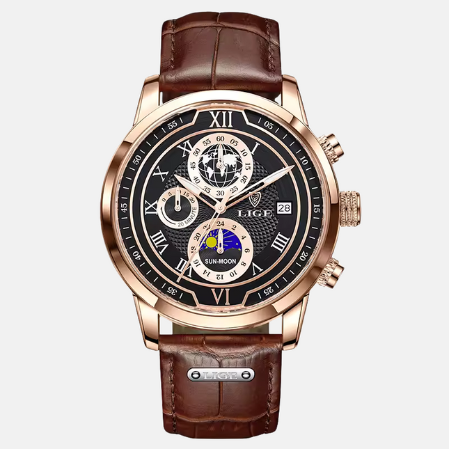 Chronographuhr mit Premium-Lederarmband
